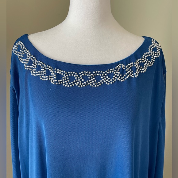 Marina NWOT Plus Size 3/4 Sleeve Embellished Boat Neck Tiered Dress Size 24 - Picture 7 of 11